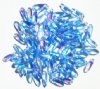 100 3x11mm Transparent Light Sapphire AB Dagger Beads